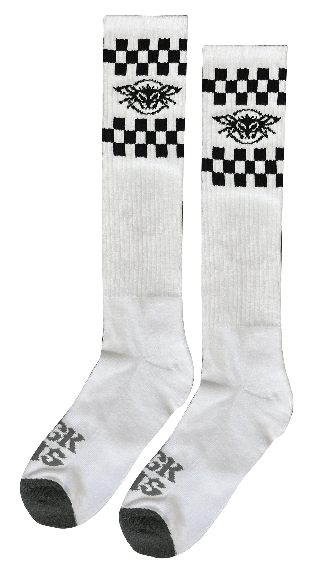 Checkered Fly Knee High Socks Black Flys