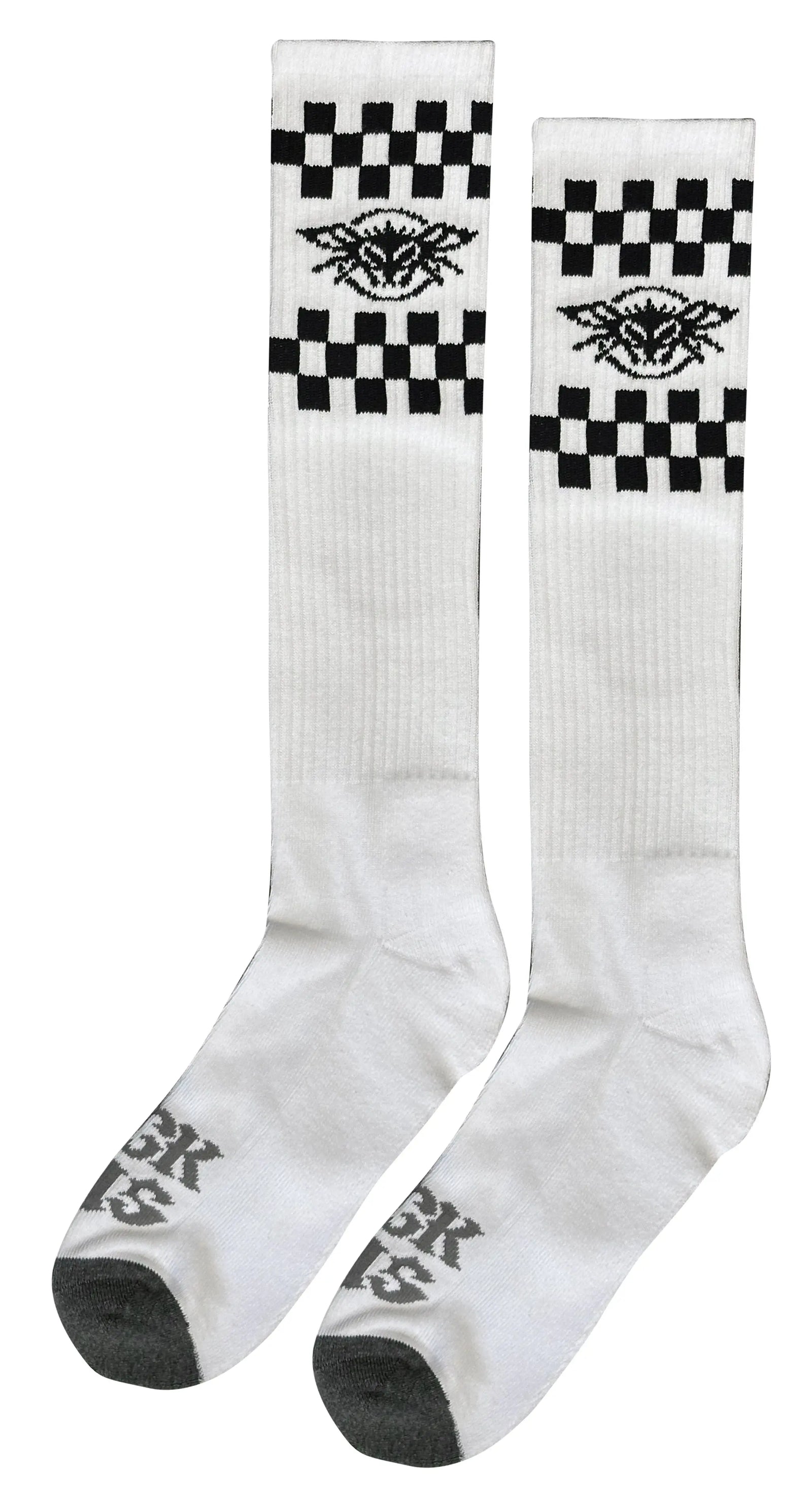 Checkered Fly Knee High Socks Black Flys