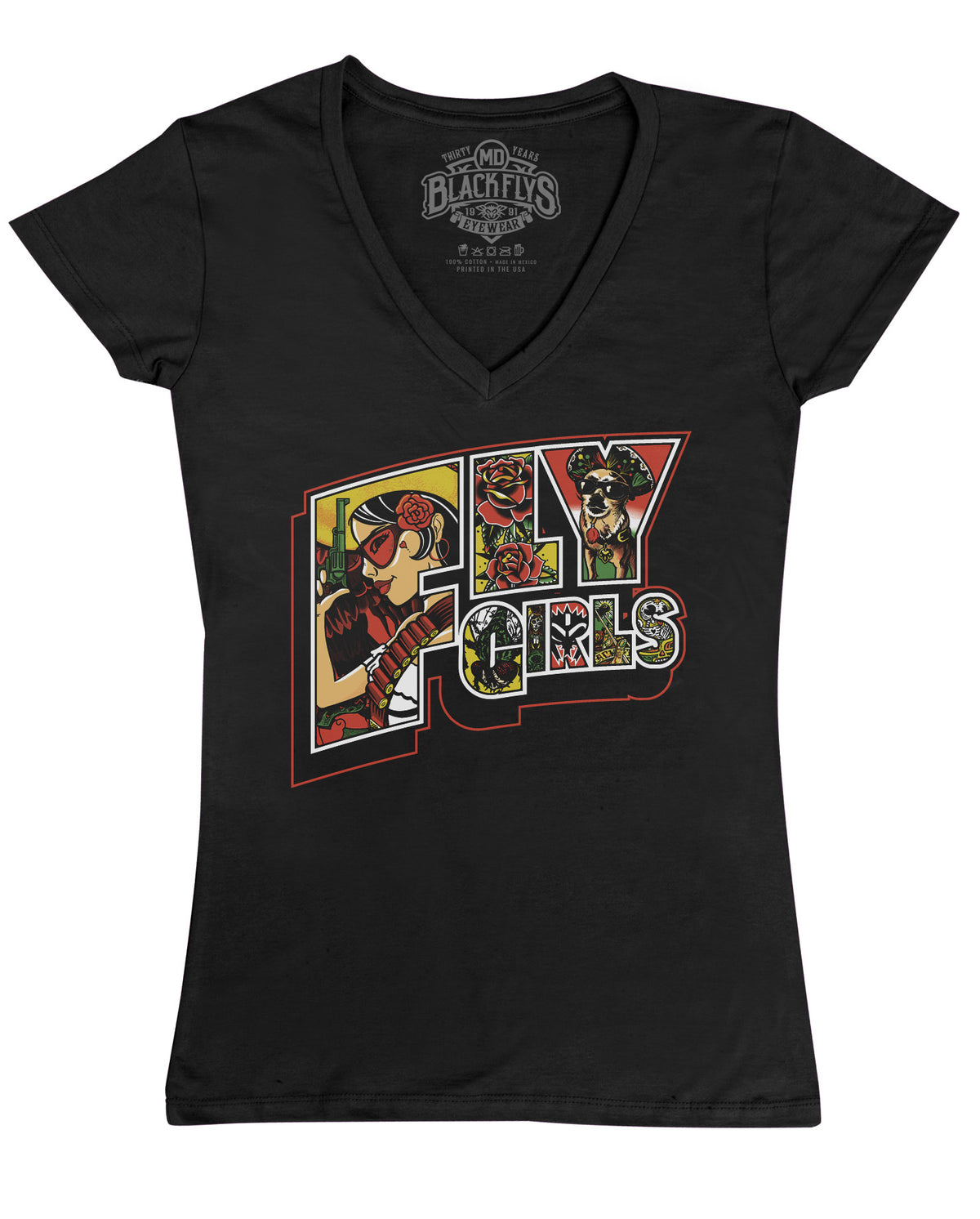 FlyGirls Bandita V-neck - BlackFlys