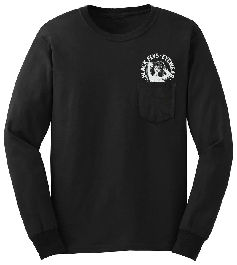 Peep Show Pocket Long Sleeve Tee - BlackFlys