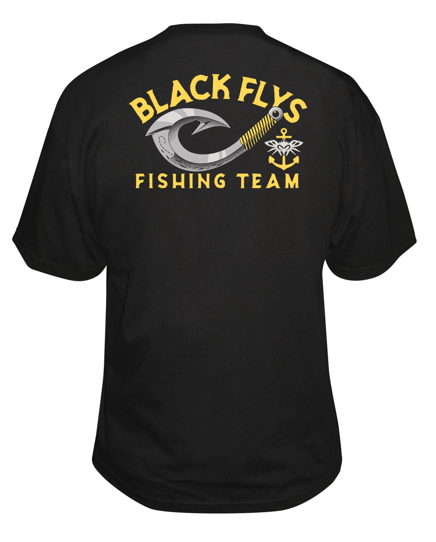 black fishing team sport logo caught fish fishing Men's T-Shirt